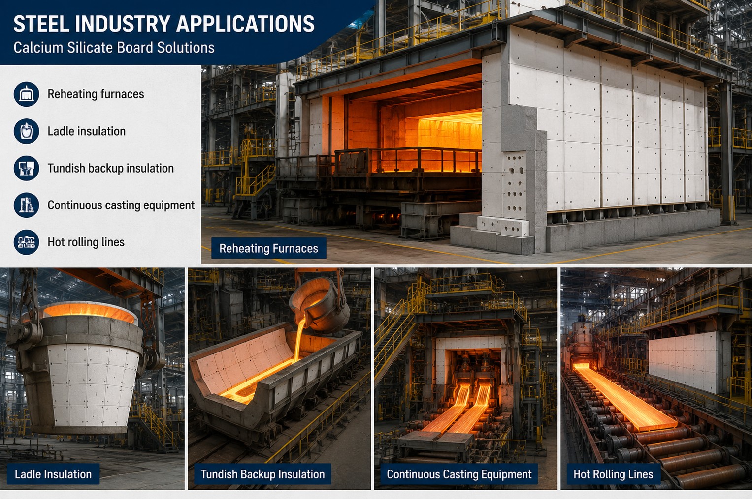 Calcium silicate board reheating furnace insulation